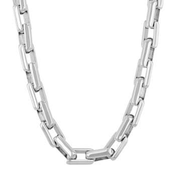 Stainless Steel Rectangle Box Chain Link Necklace