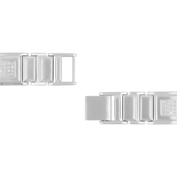1CTW Diamond Stainless Steel Square Link Bracelets