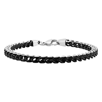 Stainless Steel With Black Ion Plated Franco Link Bracelet