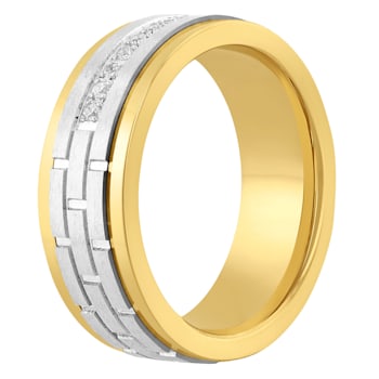 Tungsten Comfort™ 1/10CTW Diamond Tungsten Yellow Ion Plated Band