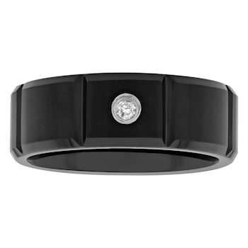Tungsten Comfort™ .05CTW Diamond Tungsten 8MM Black Ion Plated Brick
Pattern Band
