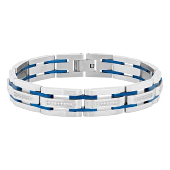 1/3CTW Diamond & Stainless Steel with Blue IP Bracelet