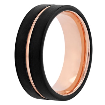 Tungsten Comfort™ Tungsten Black with Rose Ion Plated Groove Band
