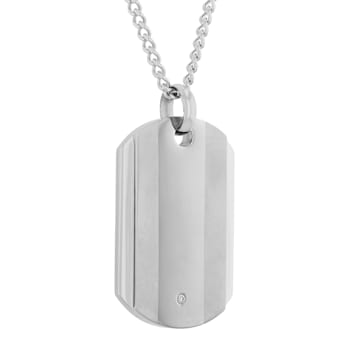 Diamond Accent Titanium Dog Tag Pendant