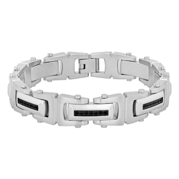 1/2CTW Black Diamond Stainless Steel Link Bracelet
