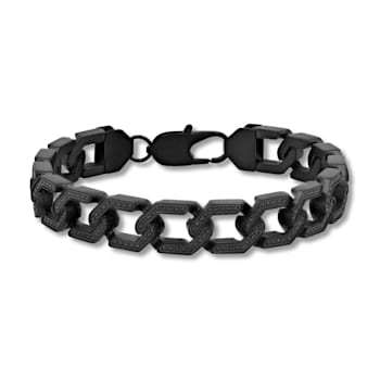 1.5CTW Black Diamond Black Stainless Steel Iced 20' Link Bracelet