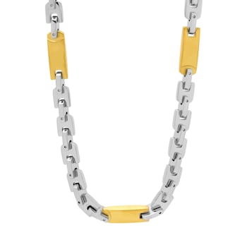 Two-Tone Stainless Steel Link Chain Necklace & Bracelet Set