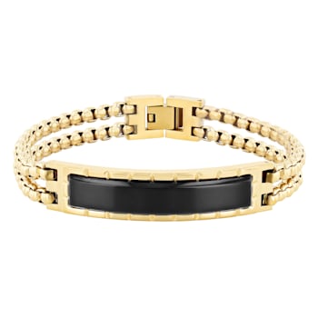 Diamond Accent Two-Tone Stainless Steel Cross Pendant & ID Bracelet Set