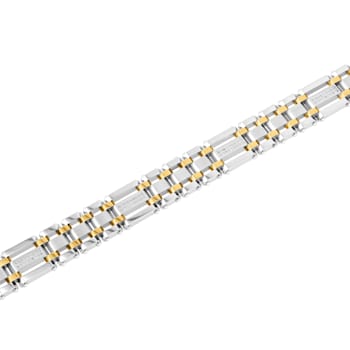 1/4CTW Diamond Two Tone Stainless Steel Link Bracelet