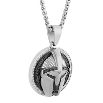 1/2CTW Black and White Stainless Steel Spartan Pendant