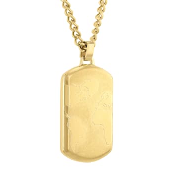 Stainless Steel Yellow Ion Plated Geographical Design Dog Tag Pendant