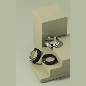 Tungsten 6mm Black Ion Plated Step Edge Band