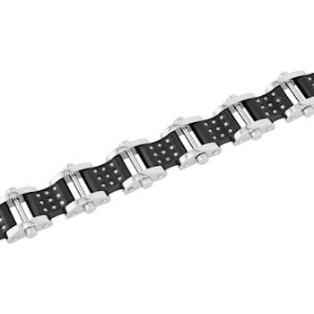 1/2CTW Diamond Two-Tone Stainless Steel Wavy Link Bracelet