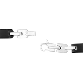 Stainless Steel Black & White Ion Plated Tag Bracelet