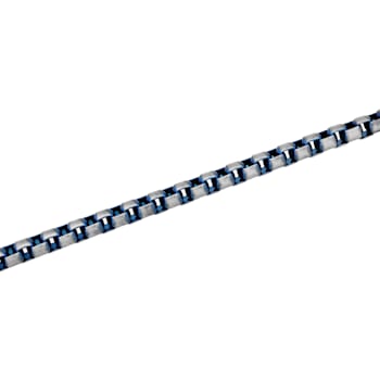 Stainless Steel White & Blue Ion Plated Box Bracelet