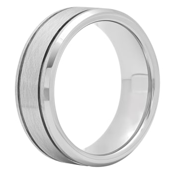 Tungsten Comfort™ 8MM Tungsten Satin Grooved Band