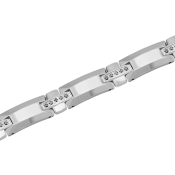 3/8CTW Diamond Tungsten and Stainless Steel High Polish Link Bracelet