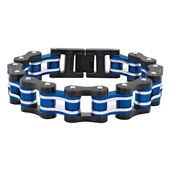 Tri-Tone Stainless Steel Bicycle Link Bracelet
