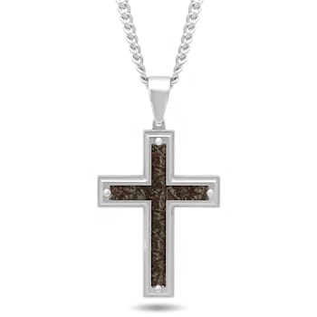 Stainless Steel Carbon Fiber Cross Pendant