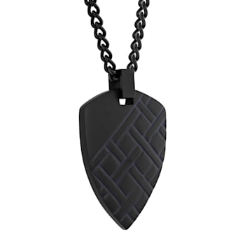 Stainless Steel Shield Pendant with Black and Blue Finish