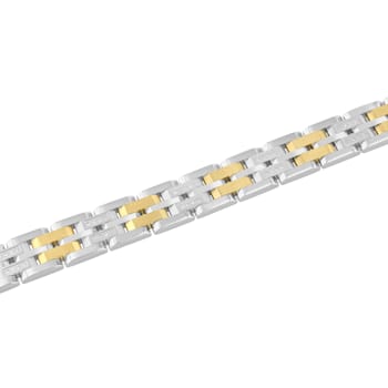 3/8CTW Diamond Stainless Steel Two Row Link Bracelet