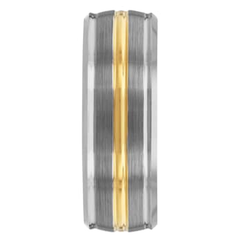 Tungsten Comfort™ 8MM Tungsten Beveled Edge with Yellow Ion Plated Band