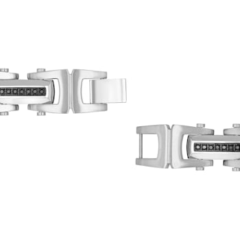 1/2CTW Black Diamond Stainless Steel Link Bracelet