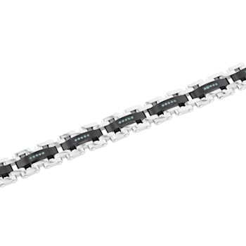 1/6CTW Blue Diamond & Stainless Steel with Black IP Bracelet