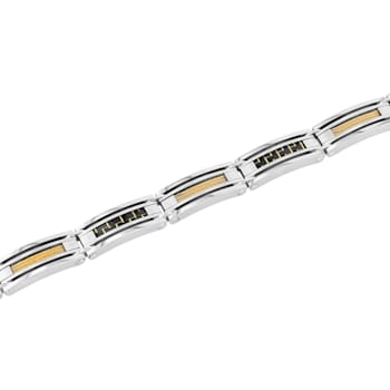 Stainless Steel with Yellow Ion Carbon Fiber & Cable Bracelet
