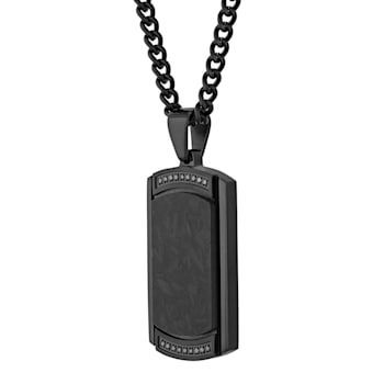 0.10CTW Black Diamond Black IP Stainless Steel and Forged Carbon Fiber
Dog Tag