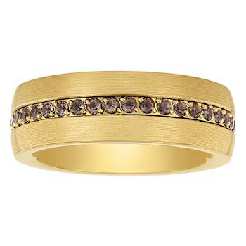 Tungsten Comfort™ Smoky Quartz Tungsten 8MM Yellow Ion Plated Inlay Band