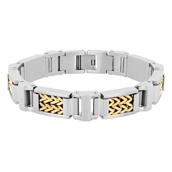 Stainless Steel Yellow Ion Plated Woven Link Bracelet