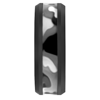 Tungsten Comfort™ 8MM Tungsten Black Ion Plated Camo Inlay with Gray
Silicone Band