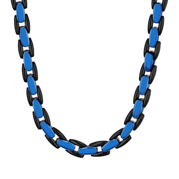 Stainless Steel Black and Blue Ion Plated 24 Inch Fashion Chain