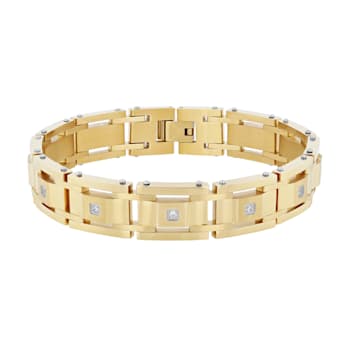 1/4CTW Diamond & Yellow IP Stainless Steel Bracelet