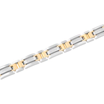 Stainless Steel Yellow Ion Plated Diamond Bracelet 1/6ctw