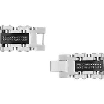 1CTW Black Diamond Two-Tone Stainless Steel Link Bracelet