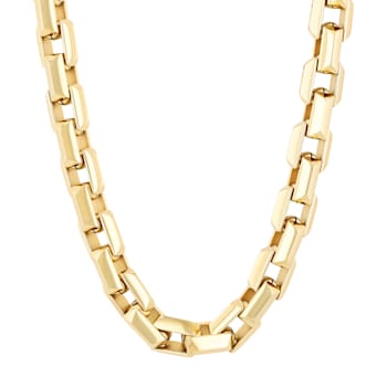 Stainless Steel Yellow Plated 9MM Square Link Chain Necklace
