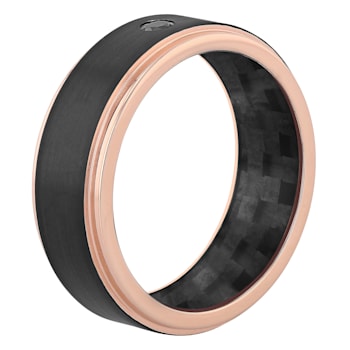 0.05CT Black Diamond Black and Rose IP Stainless Steel Carbon Fiber Band