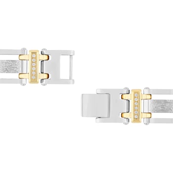 1/2CTW Diamond Two-Tone Stainless Steel Link Bracelet