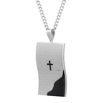 Stainless Steel with Black IP Lord's Prayer Tablet