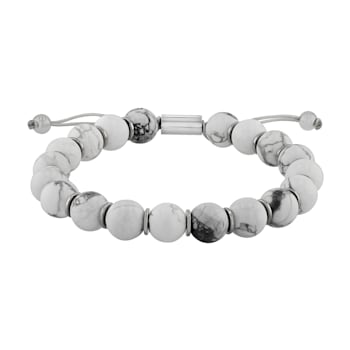 Howlite Bead & Stainless Steel Bolo Bracelet