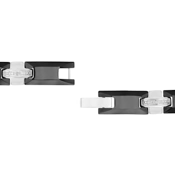 1/8CTW Diamond Two Tone Tungsten and Stainless Steel Link Bracelet