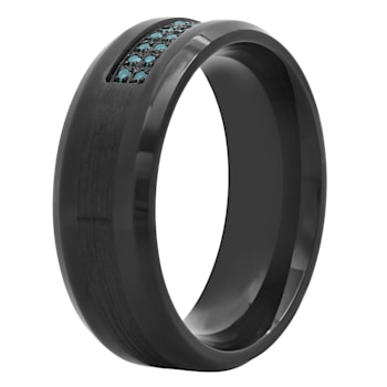 0.15CTW Blue Diamond Black IP Stainless Steel Band