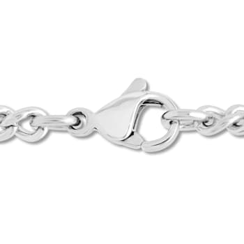 White Diamond Stainless Steel Cross With Chain .25ctw