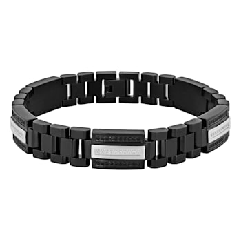 9/10CTW Black and White Diamond Two Tone Stainless Steel Link Bracelet