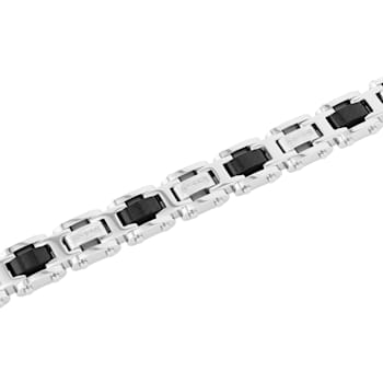 1/5CTW Diamond & Stainless Steel with Forged Carbon Fiber Bracelet