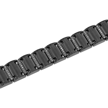 1CTW Black Diamond Stainless Steel Link Bracelet