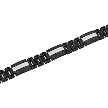 9/10CTW Black and White Diamond Two Tone Stainless Steel Link Bracelet