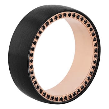 Black and Rose IP Tungsten & Black Sapphire Band